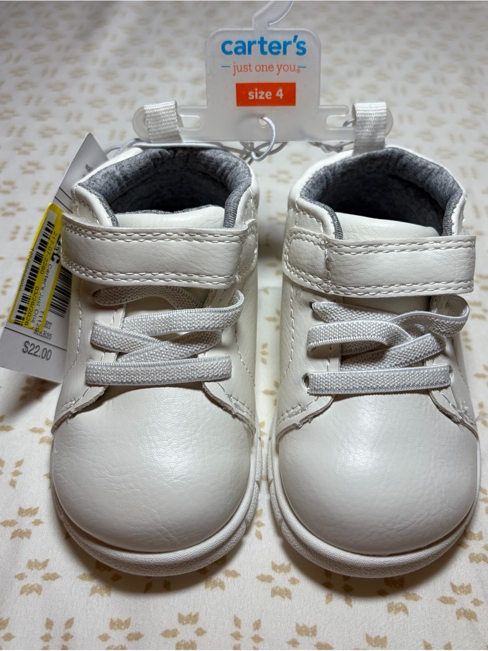 Carter's White Baby Walker Sneakers- Size 4